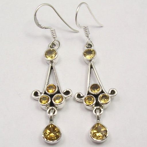 Cercei Argint 925 cu Citrin, 5.0 cm lungime