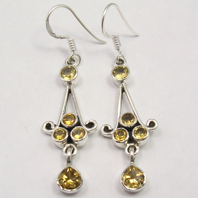 Cercei Argint 925 cu Citrin, 5.0 cm lungime