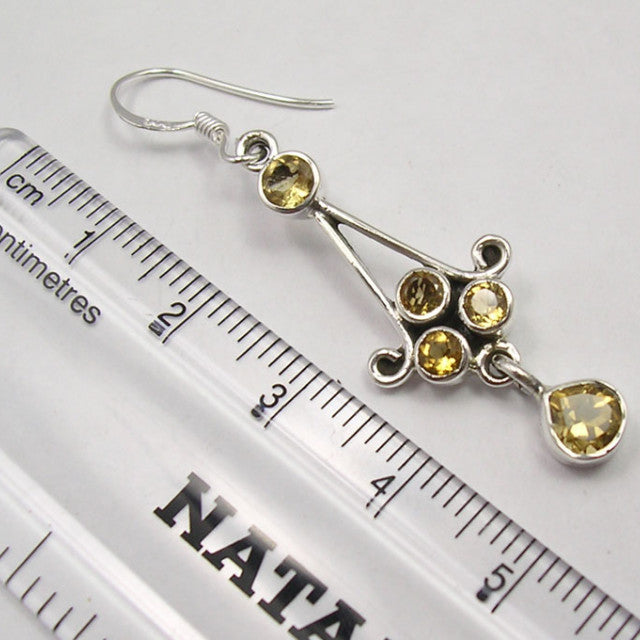 Cercei Argint 925 cu Citrin, 5.0 cm lungime