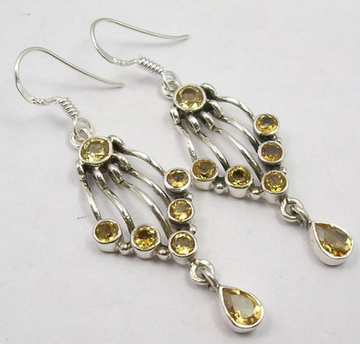 Cercei Argint 925 cu Citrin, 5.2 cm lungime
