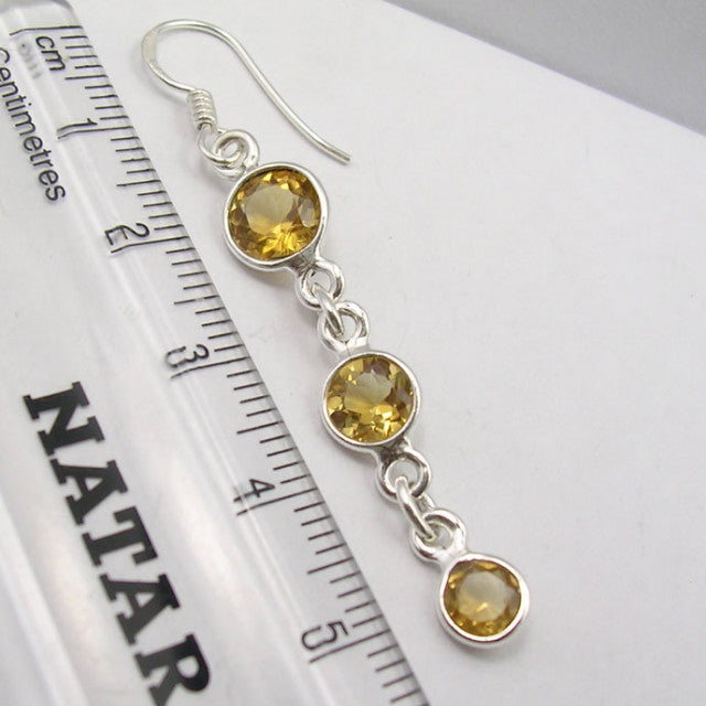 Cercei Argint 925 cu Citrin, 5.5 cm lungime