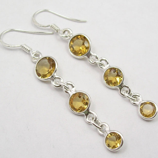 Cercei Argint 925 cu Citrin, 5.5 cm lungime