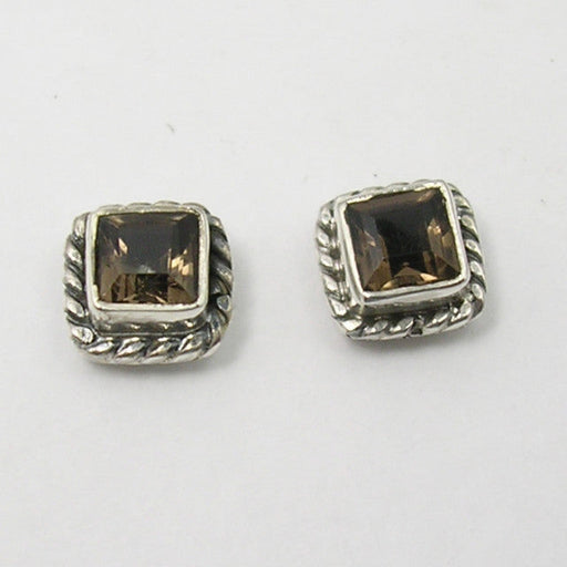 Cercei Argint 925 cu Cuart Fumuriu, 0.7 cm lungime