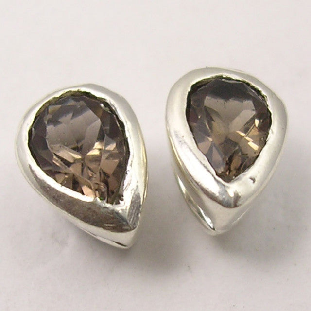 Cercei Argint 925 cu Cuart Fumuriu, 0.8 cm lungime