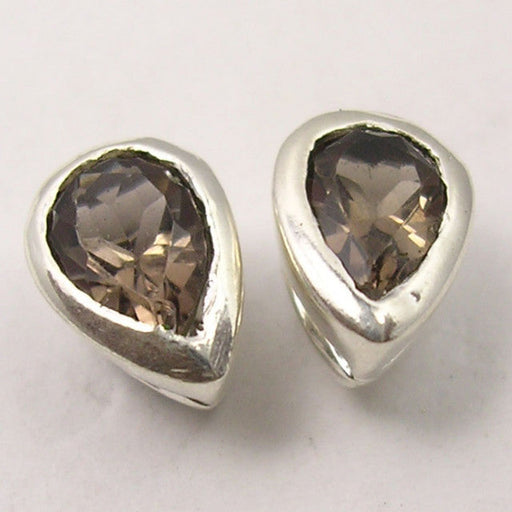 Cercei Argint 925 cu Cuart Fumuriu, 0.8 cm lungime