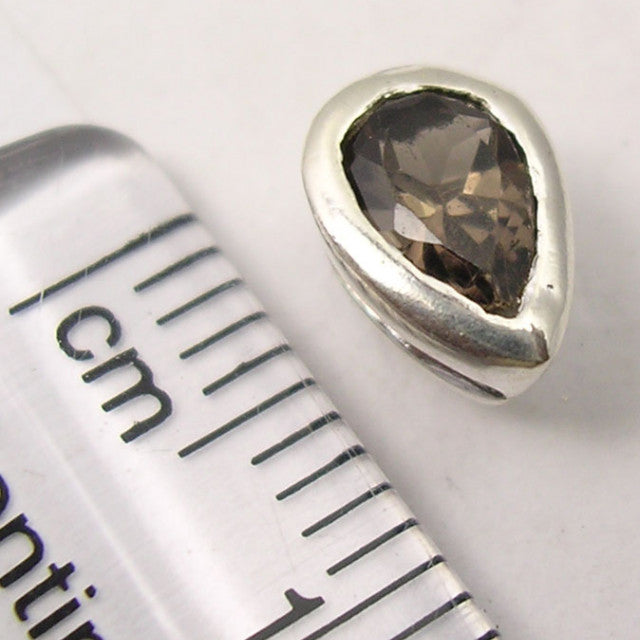 Cercei Argint 925 cu Cuart Fumuriu, 0.8 cm lungime