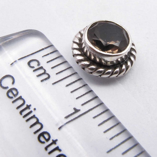 Cercei Argint 925 cu Cuart Fumuriu, 0.8 cm lungime