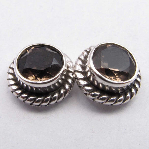 Cercei Argint 925 cu Cuart Fumuriu, 0.8 cm lungime