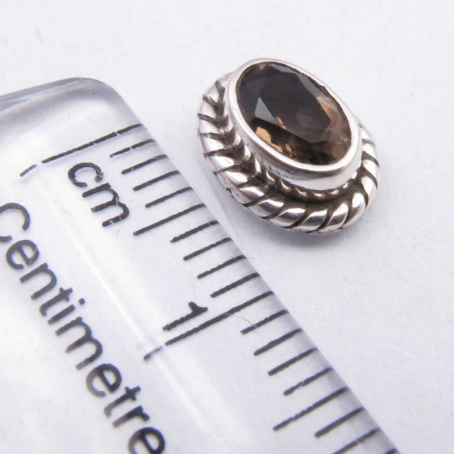 Cercei Argint 925 cu Cuart Fumuriu, 0.9 cm lungime