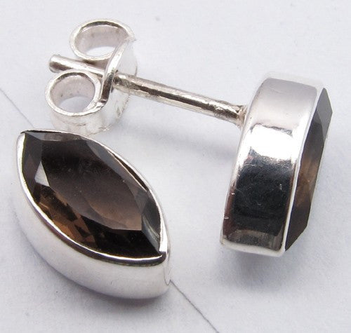 Cercei Argint 925 cu Cuart Fumuriu, 1,1 cm lungime