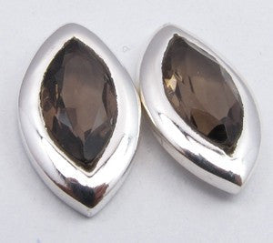 Cercei Argint 925 cu Cuart Fumuriu, 1,5 cm lungime