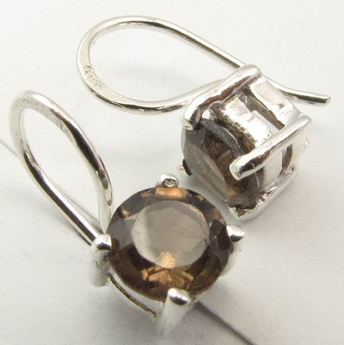 Cercei Argint 925 cu Cuart Fumuriu, 1.6 cm lungime