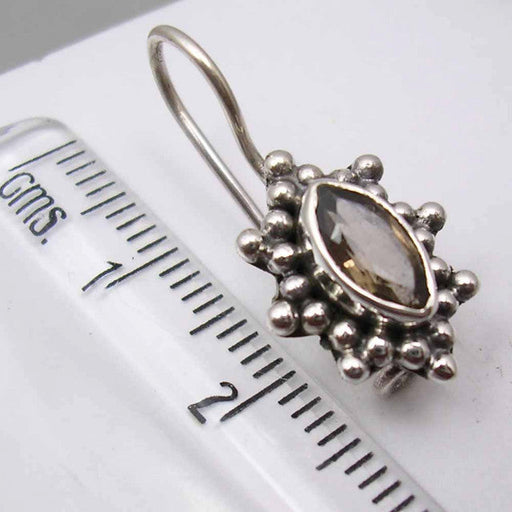 Cercei Argint 925 cu Cuart Fumuriu, 2.3 cm lungime
