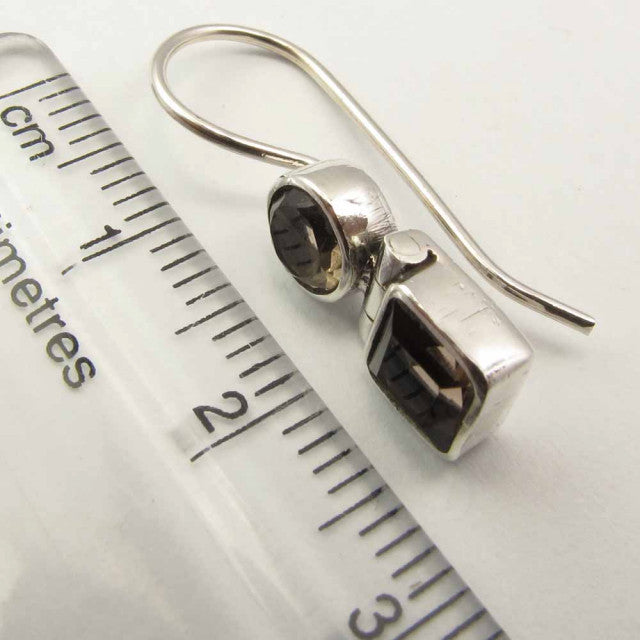 Cercei Argint 925 cu Cuart Fumuriu 2.5 cm lungime