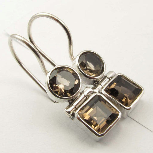 Cercei Argint 925 cu Cuart Fumuriu 2.5 cm lungime