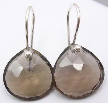 Cercei Argint 925 cu Cuart Fumuriu, 2.6 cm lungime