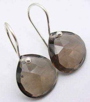 Cercei Argint 925 cu Cuart Fumuriu, 2.6 cm lungime