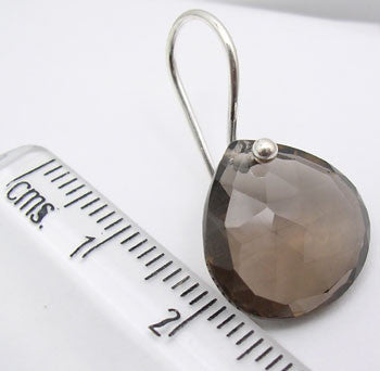 Cercei Argint 925 cu Cuart Fumuriu, 2.6 cm lungime