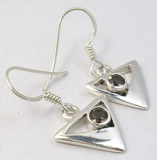 Cercei Argint 925 cu Cuart Fumuriu, 2,9 cm lungime