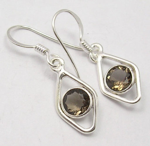 Cercei Argint 925 cu Cuart Fumuriu, 3.2 cm lungime