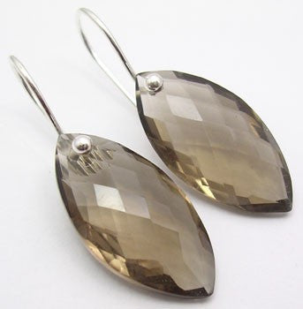 Cercei Argint 925 cu Cuart Fumuriu, 3.2 cm lungime