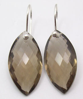 Cercei Argint 925 cu Cuart Fumuriu, 3.2 cm lungime