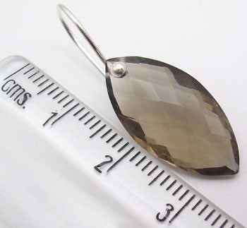 Cercei Argint 925 cu Cuart Fumuriu, 3.2 cm lungime