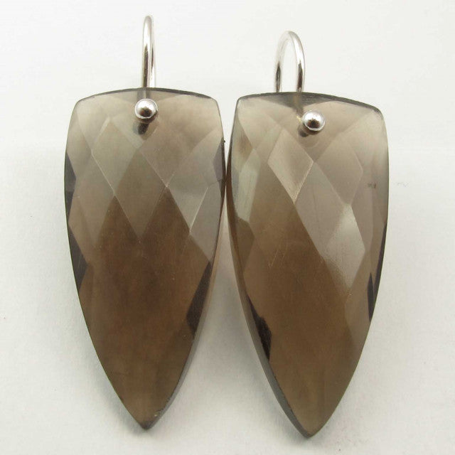 Cercei Argint 925 cu Cuart Fumuriu, 3.7 cm lungime