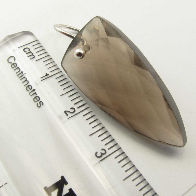 Cercei Argint 925 cu Cuart Fumuriu, 3.7 cm lungime