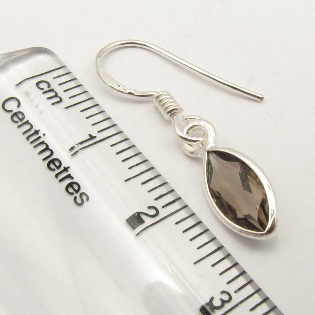 Cercei Argint 925 cu Cuart Fumuriu, 3 cm lungime