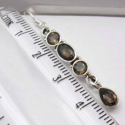 Cercei Argint 925 cu Cuart Fumuriu 4,7 cm lungime