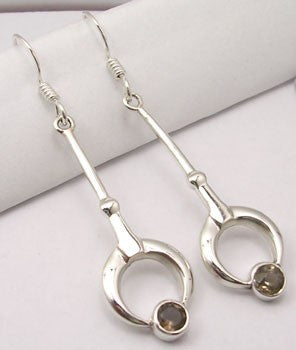 Cercei Argint 925 cu Cuart Fumuriu, 4.8 cm lungime