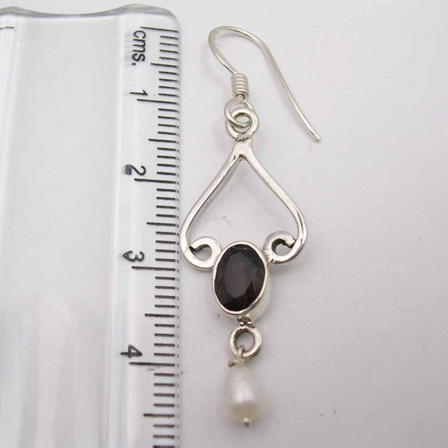 Cercei Argint 925 cu Cuart Fumuriu, 4.8 cm lungime