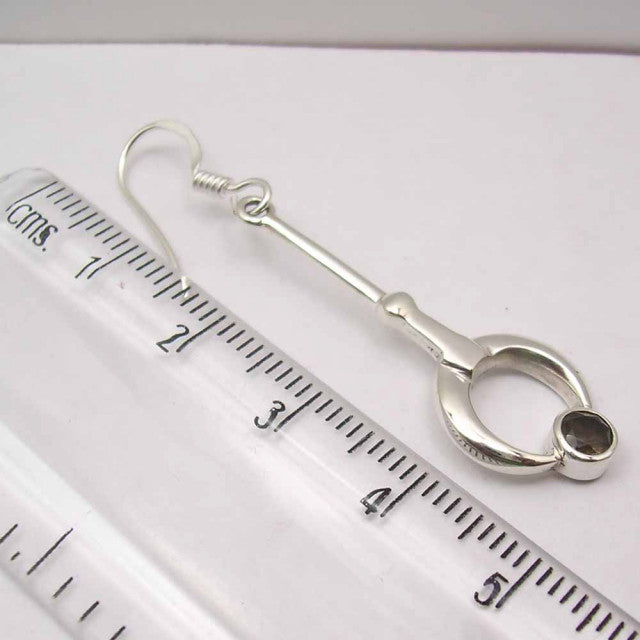 Cercei Argint 925 cu Cuart Fumuriu, 4.8 cm lungime