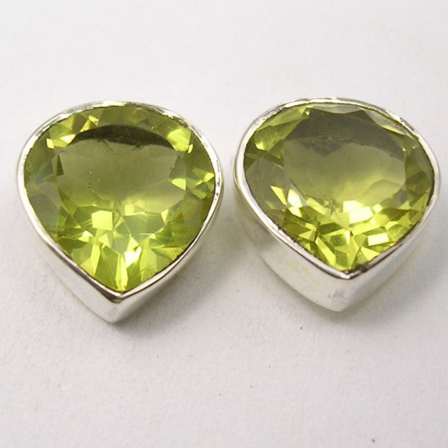 Cercei Argint 925 cu Cuart Lemon, 1.1 cm lungime