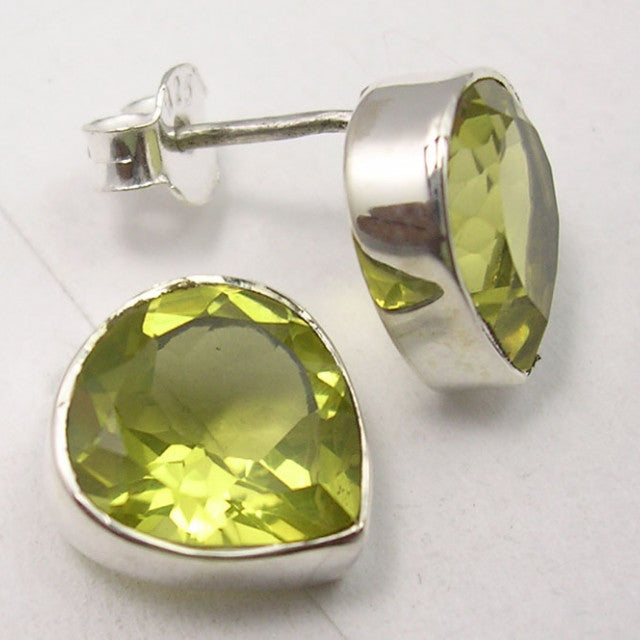 Cercei Argint 925 cu Cuart Lemon, 1.1 cm lungime