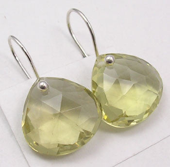 Cercei Argint 925 cu Cuart Lemon,2.6 cm lungime