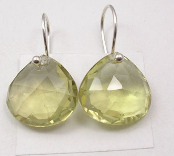 Cercei Argint 925 cu Cuart Lemon,2.6 cm lungime