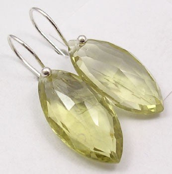 Cercei Argint 925 cu Cuart Lemon, 3.2 cm lungime