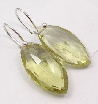 Cercei Argint 925 cu Cuart Lemon, 3.2 cm lungime