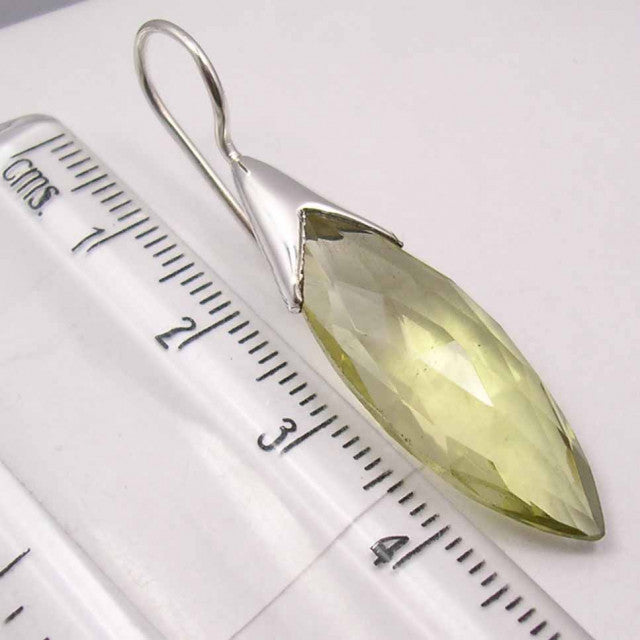 Cercei Argint 925 cu Cuart Lemon, 4.4 cm lungime