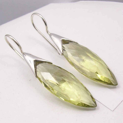 Cercei Argint 925 cu Cuart Lemon, 4.4 cm lungime