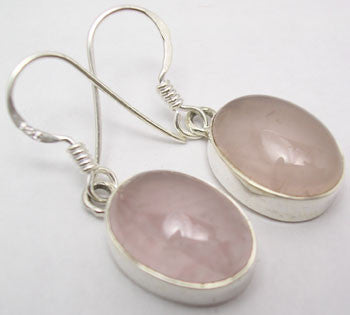 Cercei Argint 925 cu Cuart Roz, 3.1 cm lungime