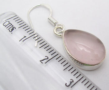 Cercei Argint 925 cu Cuart Roz, 3.3 cm lungime