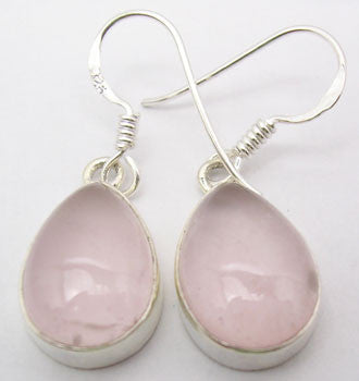 Cercei Argint 925 cu Cuart Roz, 3.3 cm lungime