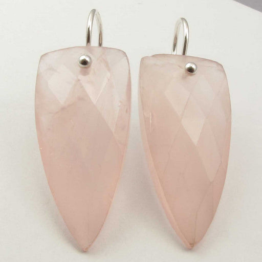 Cercei Argint 925 cu Cuart Roz, 3.7 cm lungime
