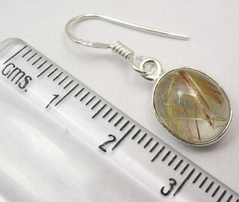 Cercei Argint 925 cu Piatra Cuart Rutilat  , 2.8 cm lungime