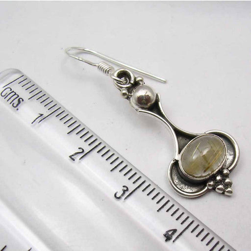 Cercei Argint 925 cu Piatra Cuart Rutilat , 4.2 cm lungime