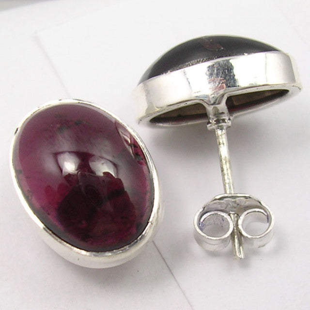 Cercei Argint 925 cu Garnet, 1.5 cm lungime