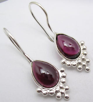 Cercei Argint 925 cu Garnet, 2.8 cm lungime